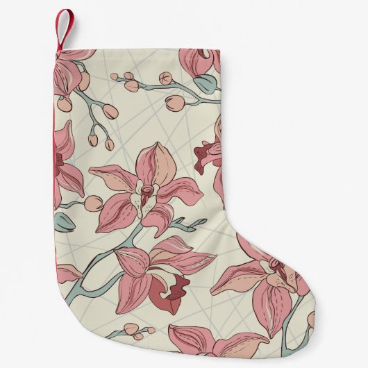 Orchidee Patroon: Elegant papier Kleine Kerstsok (Voorkant)