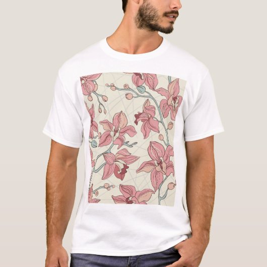 Orchidee Patroon: Elegant papier T-shirt (Voorkant)
