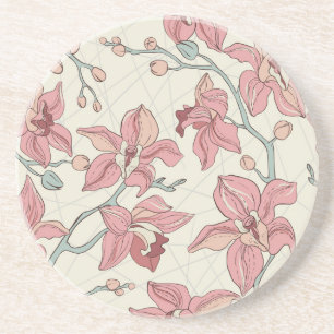 Orchidee Patroon: Elegant papier Zandsteen Onderzetter