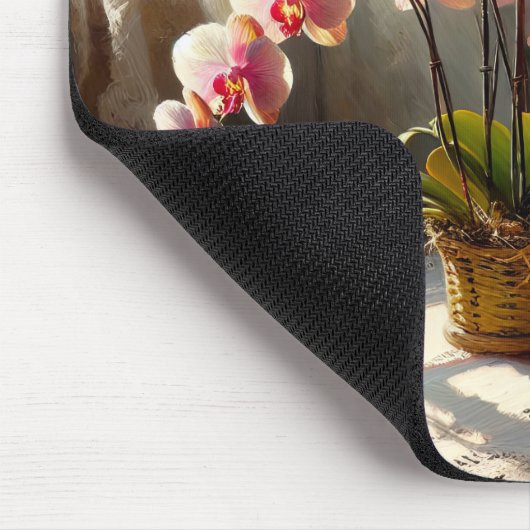 Orchidee Plant op kant doily Muismat (Hoek)