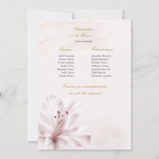 Orchidee quinceañera kaart (Achterkant)