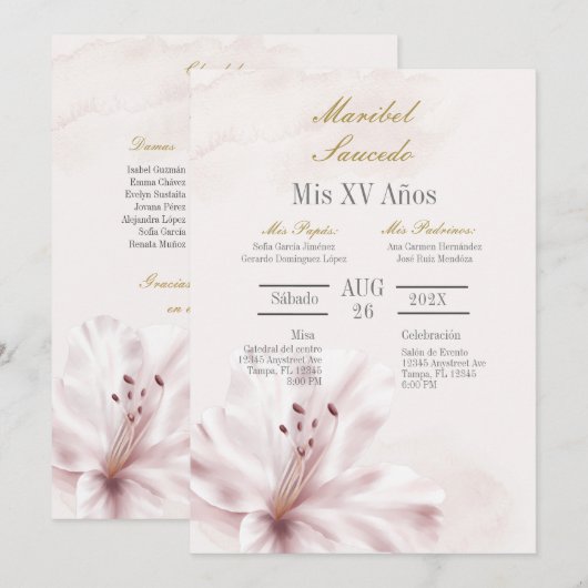 Orchidee quinceañera kaart (Voorkant / Achterkant)