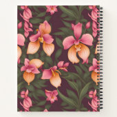 Orchidee Retro Kleurrijk Gepersonaliseerd Patroon Notitieboek (Achterkant)