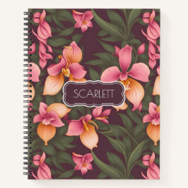 Orchidee Retro Kleurrijk Gepersonaliseerd Patroon Notitieboek