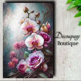 Orchidee Roos Dream Decoupage Tissuepapier