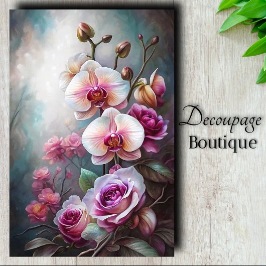 Orchidee Roos Droom Decoupage Tissuepapier