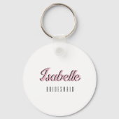 Orchidee Roze 3D Grappige Naam Bruidsmeisje   Sleutelhanger (Achterkant)