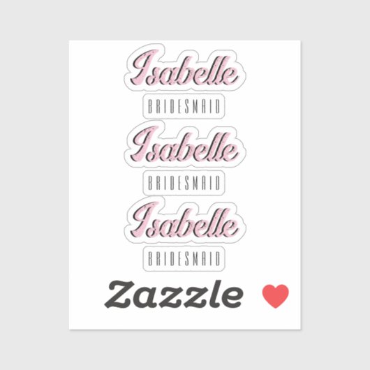 Orchidee Roze 3D Grappige Naam Bruidsmeisje Sticker (Vel)