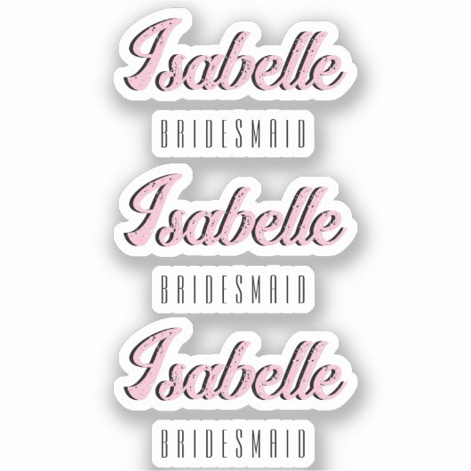 Orchidee Roze 3D Grappige Naam Bruidsmeisje   Sticker (Voorkant)