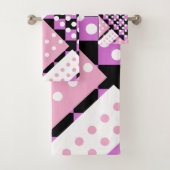 Orchidee roze paarse geruite stippen bad handdoek (Insitu)