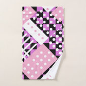 Orchidee roze paarse geruite stippen bad handdoek (Handdoek)