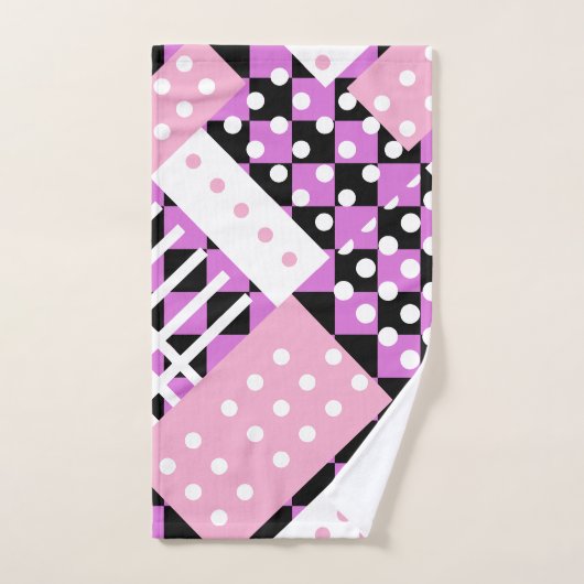 Orchidee roze paarse geruite stippen bad handdoek (Handdoek)