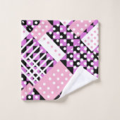 Orchidee roze paarse geruite stippen bad handdoek (Wasdoekje)