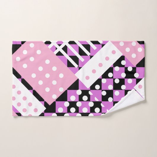 Orchidee roze paarse geruite stippen bad handdoek (Handdoek)