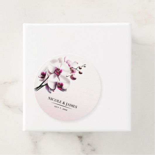 Orchidee Roze & Witte Bruiloft Bedankjes Labels (In situ)