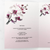 Orchidee Roze & Witte Bruiloft Drieluik Uitnodiging (Binnenzijde eerst)