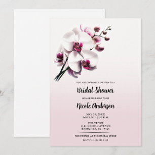 Orchidee Roze & Witte Bruiloft Feest Kaart