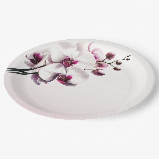 Orchidee Roze & Witte Bruiloft Papieren Bordje (Gekanteld)
