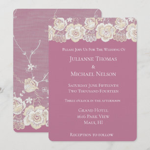 Orchidee Roze Witte Kant Bloemen Romantische Huwel Kaart