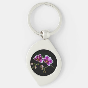 Orchidee roze witte kleur op zwart bord zacht sleutelhanger
