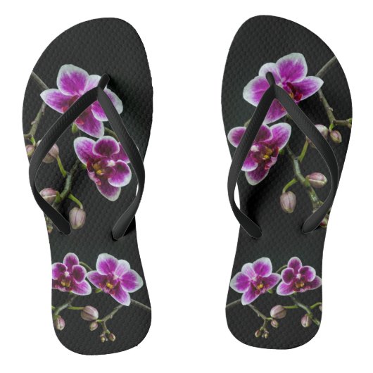 Orchidee roze witte kleur op zwart bord zacht teenslippers (Voetbed)