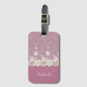 Orchidee Roze Witte Lace Bloemen Bagagelabel (Voorkant (verticaal))