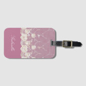 Orchidee Roze Witte Lace Bloemen Bagagelabel (Voorkant (horizontaal))