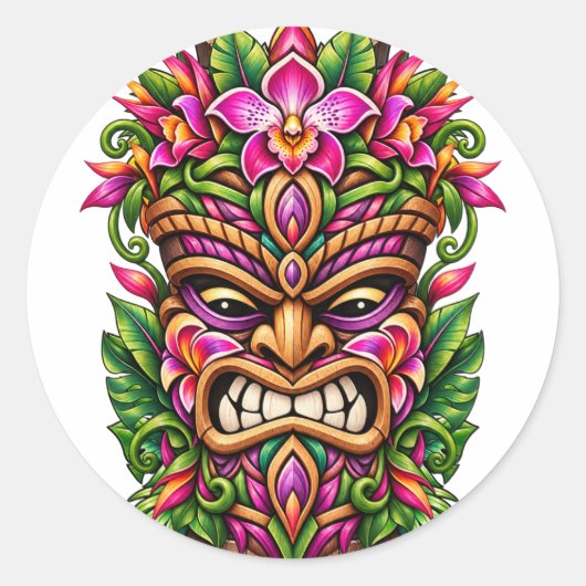 Orchidee Schild Tiki Sticker (Voorkant)