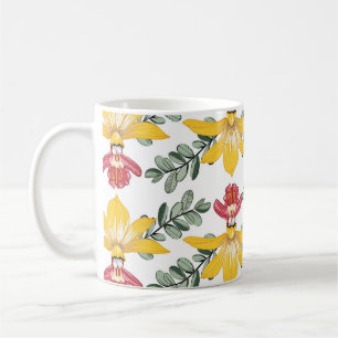 Orchidee schoonheid: bloemmotief elegantie. koffiemok