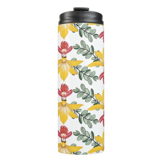 Orchidee schoonheid: bloemmotief elegantie. thermosbeker (Voorkant)