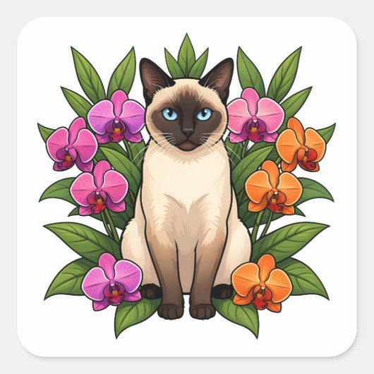 orchidee siamese kat stickers (Voorkant)