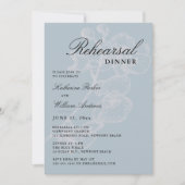 Orchidee Sketch Dusty Blue Elegant Repetitie Diner Kaart (Voorkant)