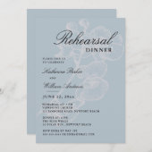 Orchidee Sketch Dusty Blue Elegant Repetitie Diner Kaart (Voorkant / Achterkant)