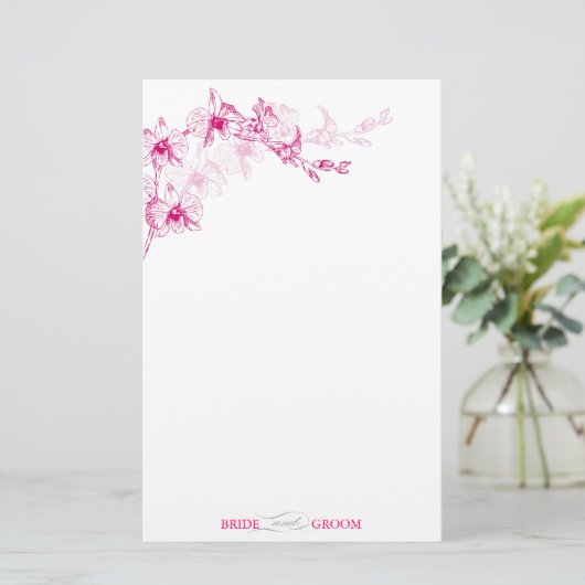 Orchidee stationery briefpapier (Staand voorkant)