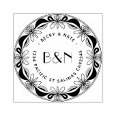 Orchidee & Strikken Houten Retouradres Stempel (Afrduk)