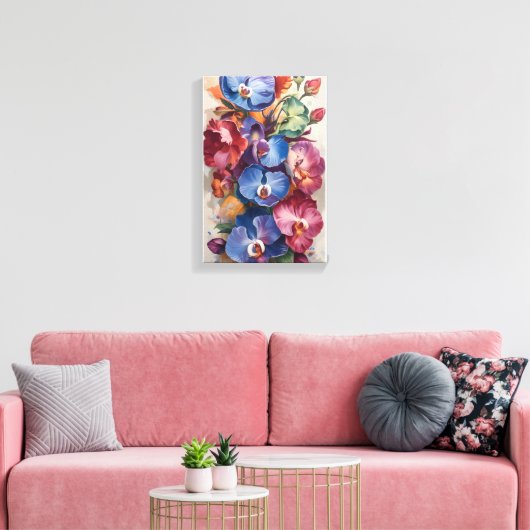 Orchidee Symfonie – Levendige bloemkunst in rijke Canvas Afdruk (Insitu (Woonkamer))