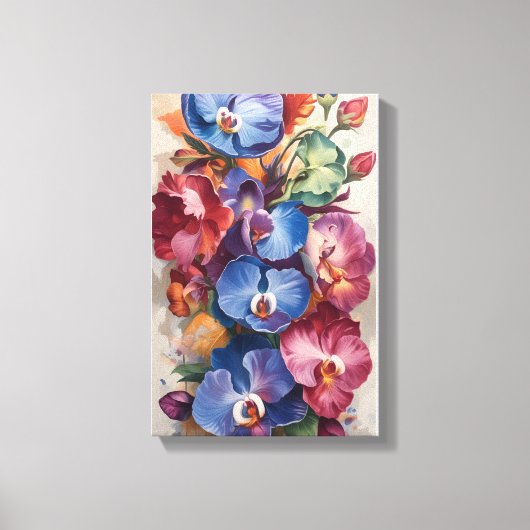 Orchidee Symfonie – Levendige bloemkunst in rijke Canvas Afdruk (Voorkant)