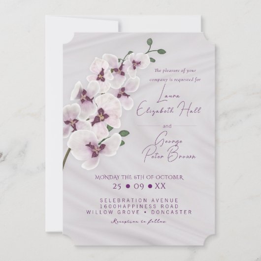 Orchidee tak roze bruiloft uitnodiging Kaart (Voorkant)