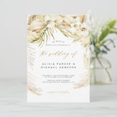 Orchidee Tropische Boheemse Gouden Pampas Grass We Kaart (Staand voorkant)