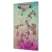 Orchidee turquoise en paarse bloemschrift textuur klembord (Links)