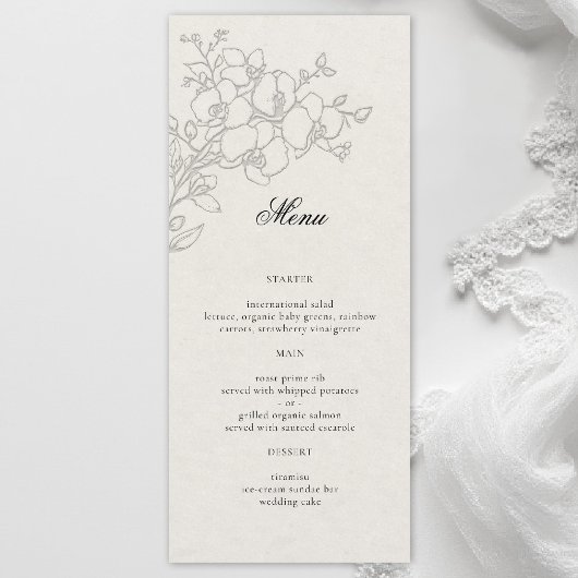 Orchidee Verheven Ecru Formeel Traditioneel Huweli Menu