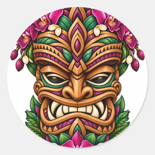 Orchidee Vlam Tiki Sticker (Voorkant)