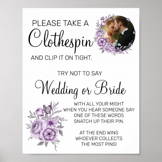 Orchidee wasknijper bruiloftsshower spelbord poster (Voorkant)