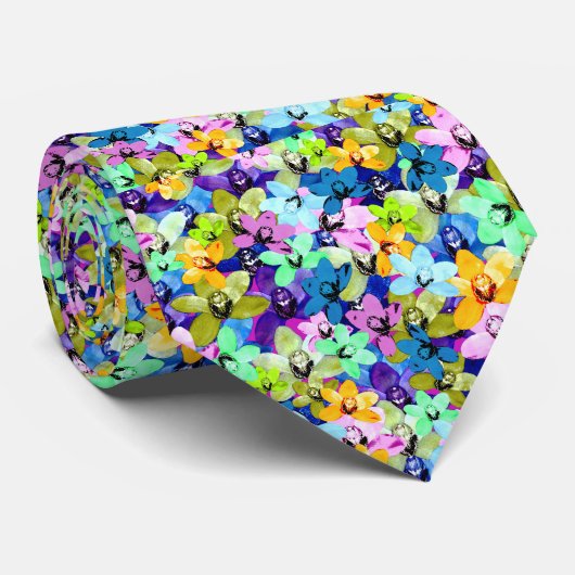 orchidee waterkleur, stropdas (Opgerold)