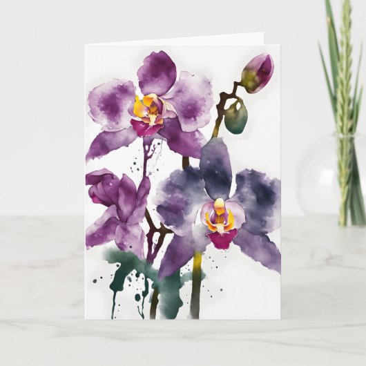 Orchidee - Waterverf bloemen Kaart (Voorkant)