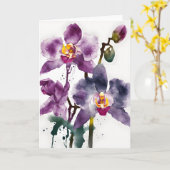 Orchidee - Waterverf bloemen Kaart (Gele Bloem)