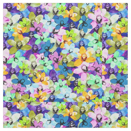 Orchidee Waterverf Extravaganza Stof (Close Up)