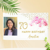 Orchidee Waterverf Gold Glitter 70e Verjaardag Fot Spandoek