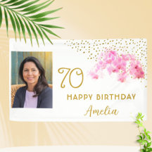 Orchidee Waterverf Gold Glitter 70e Verjaardag Fot