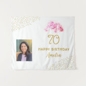 Orchidee Waterverf Gold Glitter 70e Verjaardag Fot Wandkleed (Voorkant (horizontaal))